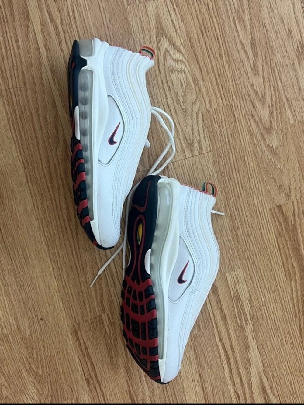 Nike Air Max 97 White Thunder Blue Red Multi Pull Tab Women's Sneakers Size 7